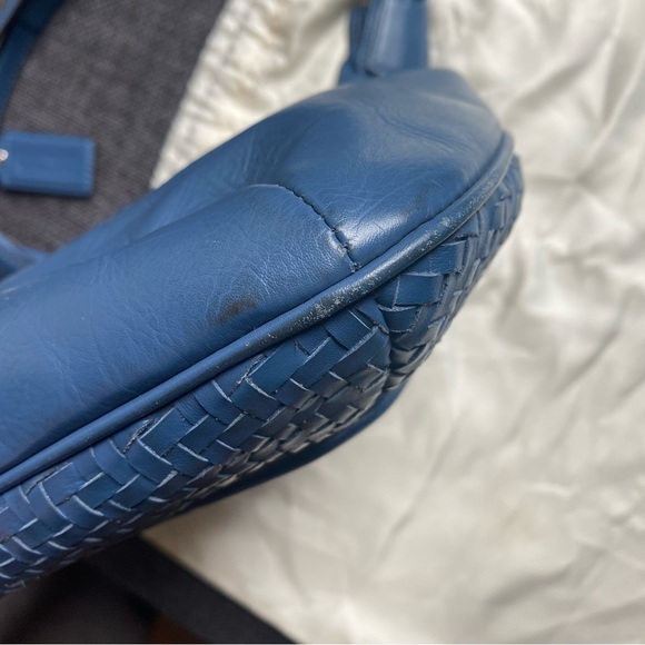 Genuine Coach Kristin Woven Leather Blue Hobo Crossbody Shoulder Bag w/Dust Bag - Picture 7 of 16